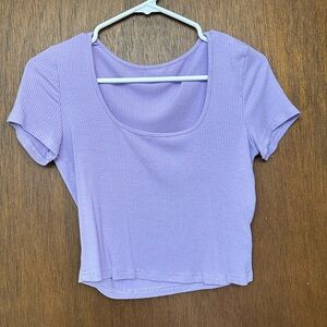 SHEIN Lilac Ribbed Crop Top
